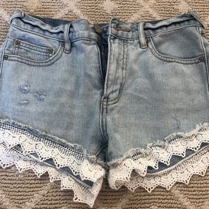 Free People Lace Denim Shorts
